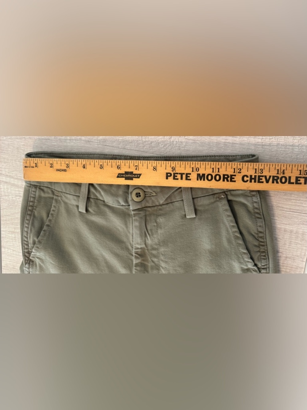 AMO Easy Trouser Cropped Pant Straight Leg Relaxed Army Green Boho Size 24 - Picture 6 of 10